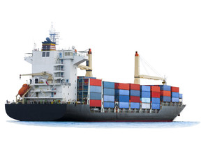 Cargo container ship on white background isolate for freight shipping by sea concept transportation and logistic.