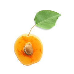 Composition with sweet apricot jam on white background