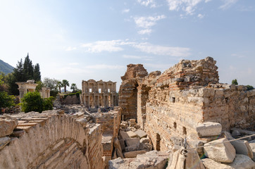 Ruins of the ancient city of Ephesus, the ancient Greek city in Turkey,
