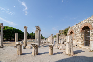 Fototapeta na wymiar Ruins of the ancient city of Ephesus, the ancient Greek city in Turkey,