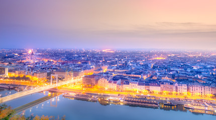 Fototapeta na wymiar Budapest cityscape from above with danube