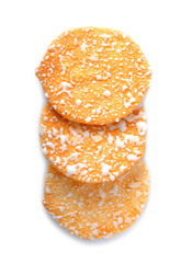 Japanese fragrant rice cake on white background