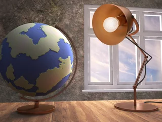Fotobehang 3D render van wereldbol © emieldelange