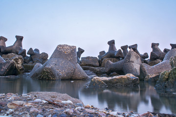 The pier from the black sea in the Neptun station in Constanta, Romania  © candreea