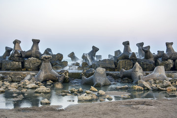 The pier from the black sea in the Neptun station in Constanta, Romania  © candreea