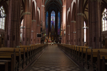 Obraz premium catholic cathedral church symmetry inside interior concept 
