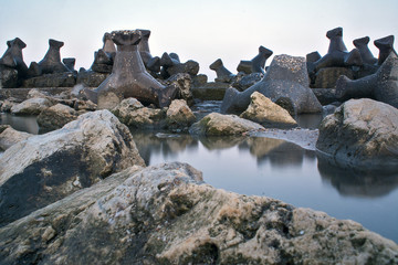 The pier from the black sea in the Neptun station in Constanta, Romania  © candreea
