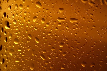 Close up of condensation on a glass of beer