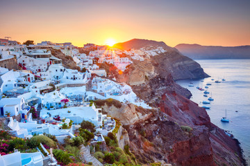 Fototapeta premium Oia, Santorini. Image of famous village Oia located at one of Cyclades island of Santorini, South Aegean, Greece.