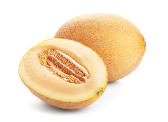 Ripe melons on white background