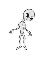 wütend alien ausserirdischer weltall ufo weltraum besucher grau grey grusselig entführen monster böse comic cartoon clipart