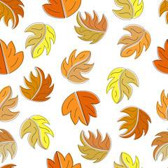 Autumn leaves pattern. Colorful background with autumn leaves. Vector illustration. 