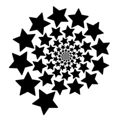 Isolated spiral of stars on a white Square background. Design Element