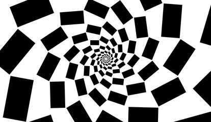 Spiral of black squares on white background. Design element