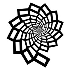 Obraz premium A spiral of black lines in the form of a spider web and a flower on a white background. Design element