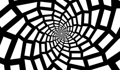 Obraz premium A spiral of black lines in the form of a spider web and a flower on a white background. Design element