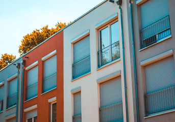 detailed view of typical new builded townhouses