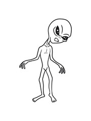 wütend alien ausserirdischer weltall ufo weltraum besucher grau grey grusselig entführen monster böse comic cartoon clipart