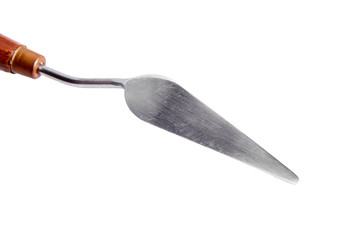 Inverted palette knife. Tool for applying paint to the canvas, isolated on white background