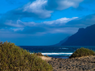 Beautiful coast in Caleta de Famara, Lanzarote Canary Islands.