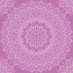 Seamless pattern with mandala ornament. Hand drawn vector illustration