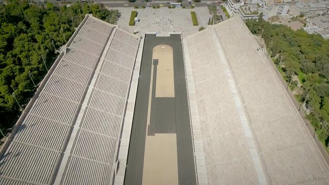 Aerial view of the Panathenaic Stadium also known as Kallimarmaro in Athens.