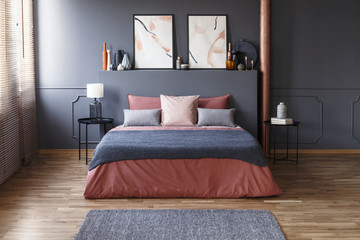 Grey and pink modern bedroom