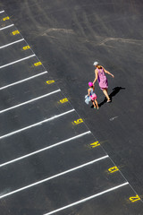 top view of parking lot with new markup