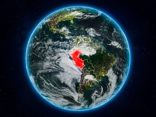 Peru on Earth at night