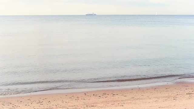 evening veiw at gulf with ship