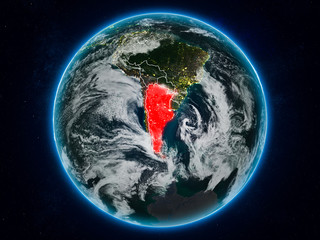 Argentina on Earth at night