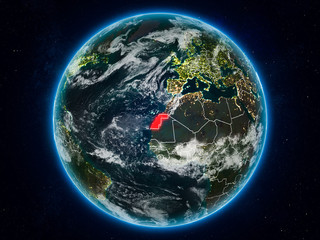 Western Sahara on Earth at night
