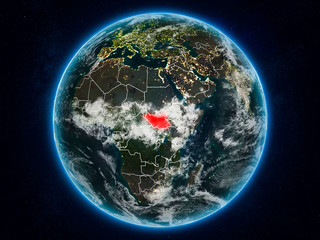 South Sudan on Earth at night