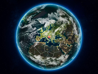Croatia on Earth at night