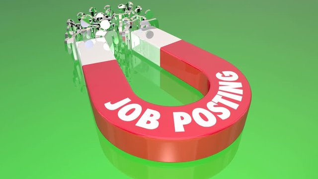 Job Posting New Work Position Candidates Magnet Pulling People 3d Animation