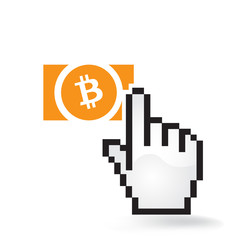 Bitcoin Cash Cryptocurrency Coin Sign Hand Cursor Click Isolated