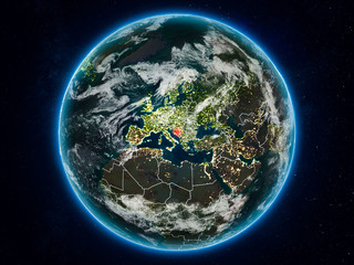 Bosnia and Herzegovina on Earth at night