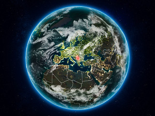 Serbia on Earth at night