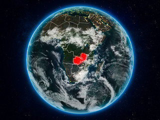 Zambia on Earth at night