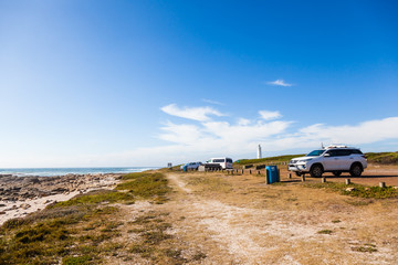 The Cape St Francis lighthouse is a popular landmark. Cape St francis, South Africa.