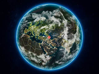 Azerbaijan on Earth at night