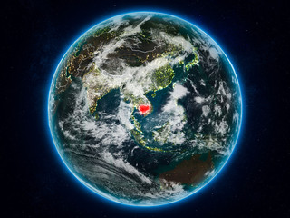 Cambodia on Earth at night