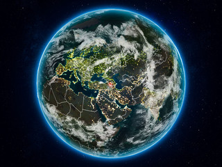 Armenia on Earth at night