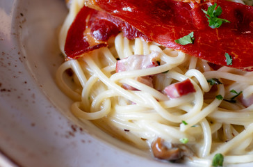 Spaghetti Carbonara Up Close