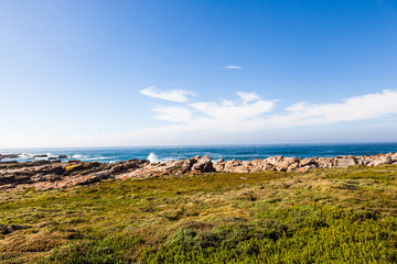 Fototapeta na wymiar The rugged and rocky coast near Cape St Francis, South Africa.
