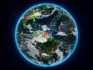 Guyana on Earth at night