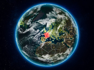 France on Earth at night