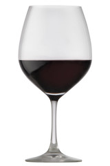 Red wine in a glass on a white background