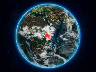 Kenya on Earth at night