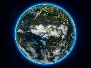Equatorial Guinea on Earth at night